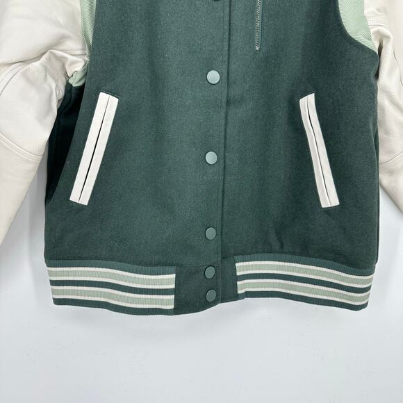 Nike Sportswear Destroyer Womens XS Jacket Wool Leather Varsity Green FN3672 - Picture 7 of 15